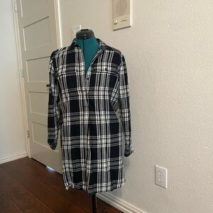 Madewell Black and White Plaid Shirt Dress